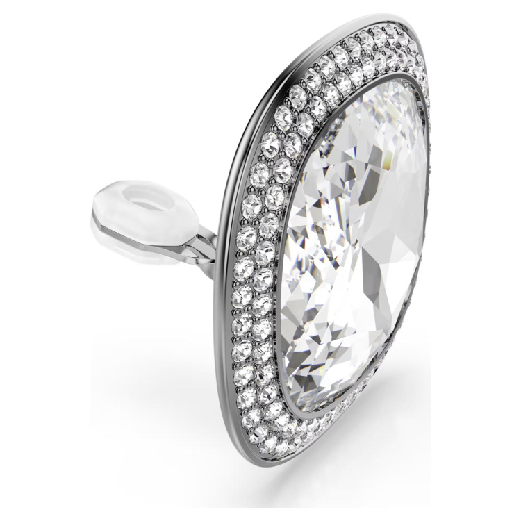 Una Angelic clip earrings Cushion cut, White, Ruthenium plated